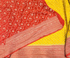 Mustard yellow pure benarasi crepe silk saree