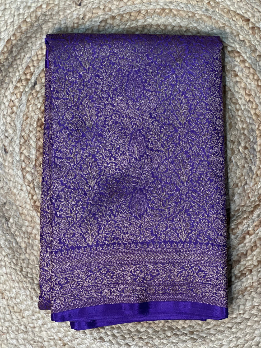 Pure Crepe Banarasi Brocade with Antique Zari (Purple)