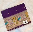 Purple pure paithani swan & peacock border saree