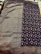 Coffee brown designer georgette jaal pattern saree.