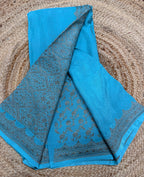 Light blue pure Banarasi crepe saree