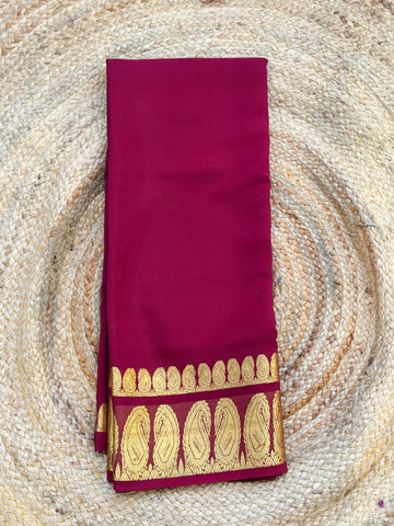 Maroon KSIC double mango border crepe Mysore silk 120gsm
