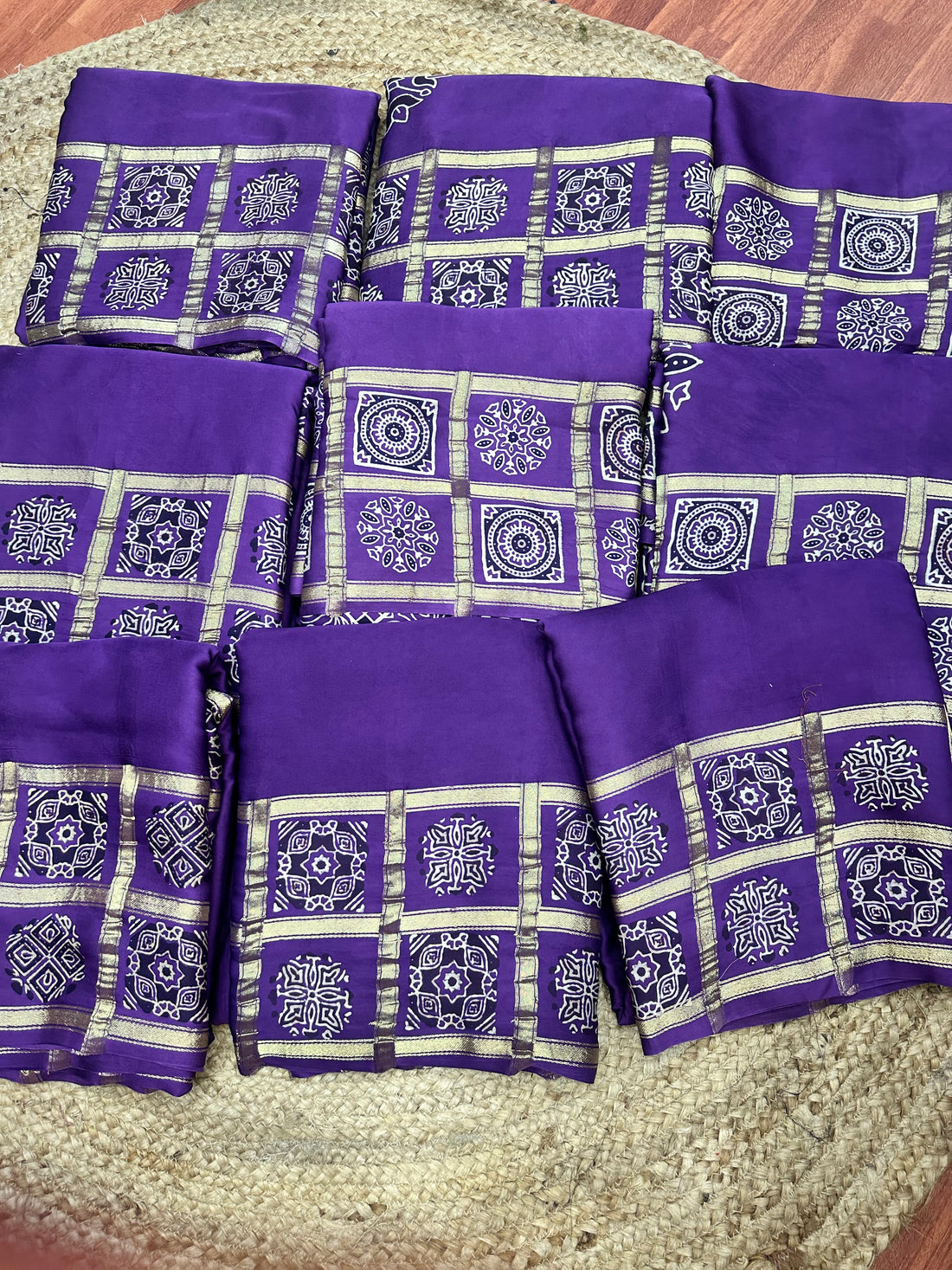 Pure purple modal Ajrak sarees