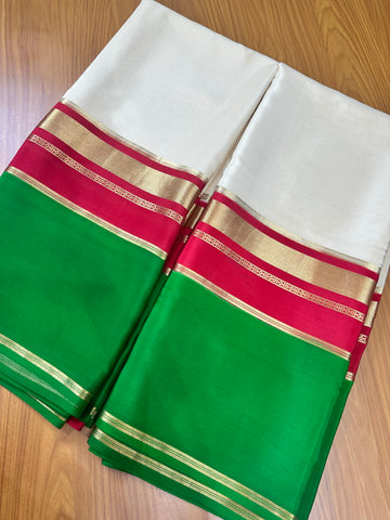 Half white with red and green 3D pattern 130 gsm