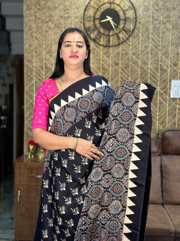 Black pure modal silk saree