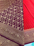 Red n wine pure benarasi crepe silk saree