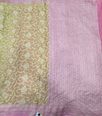 Pastel yellow jaal pattern pure georgette with water zari saree