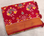 Maroon small border tusser Paithani saree