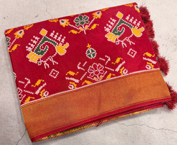 Maroon small border tusser Paithani saree