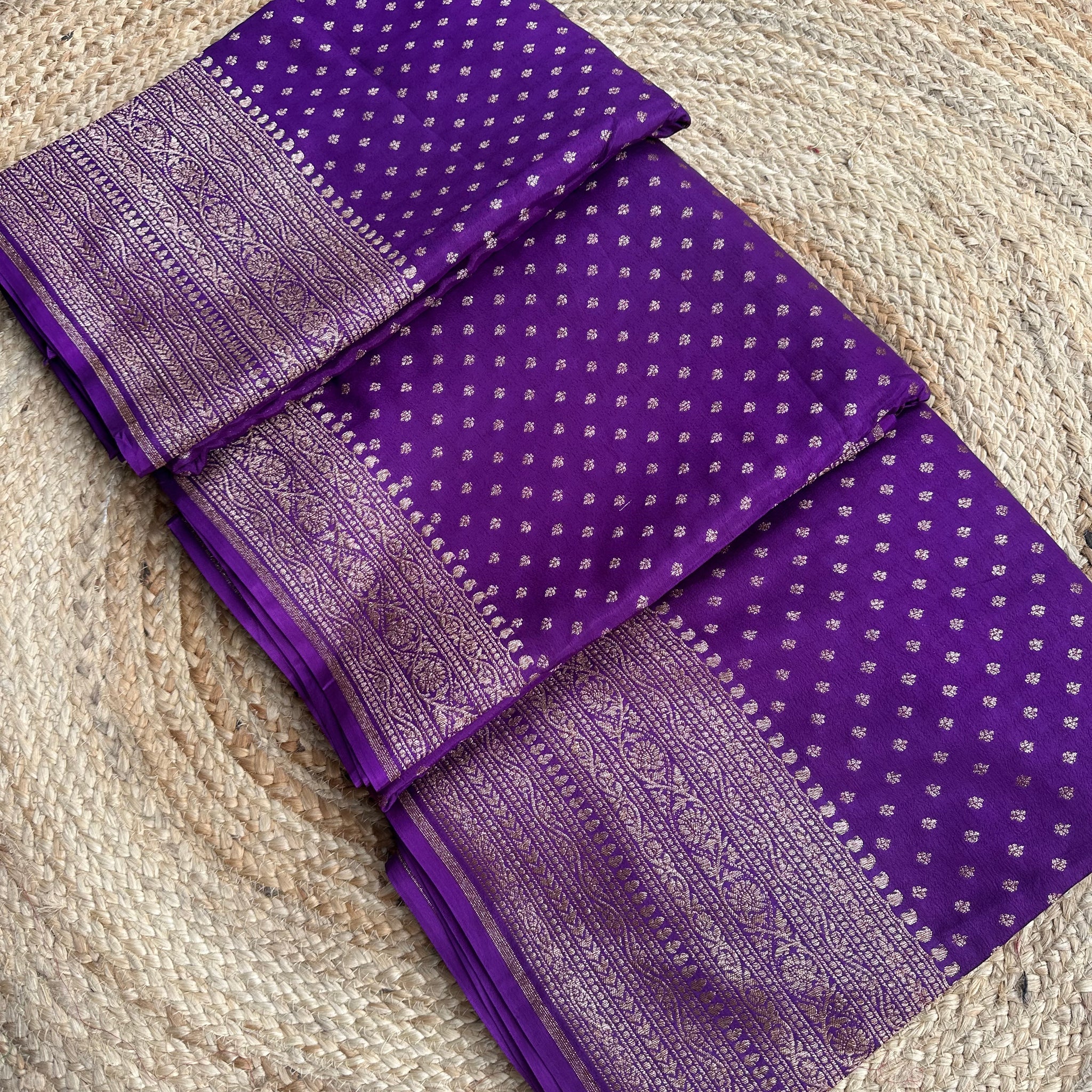 Purple pure crepe chiffon Banarasi sarees