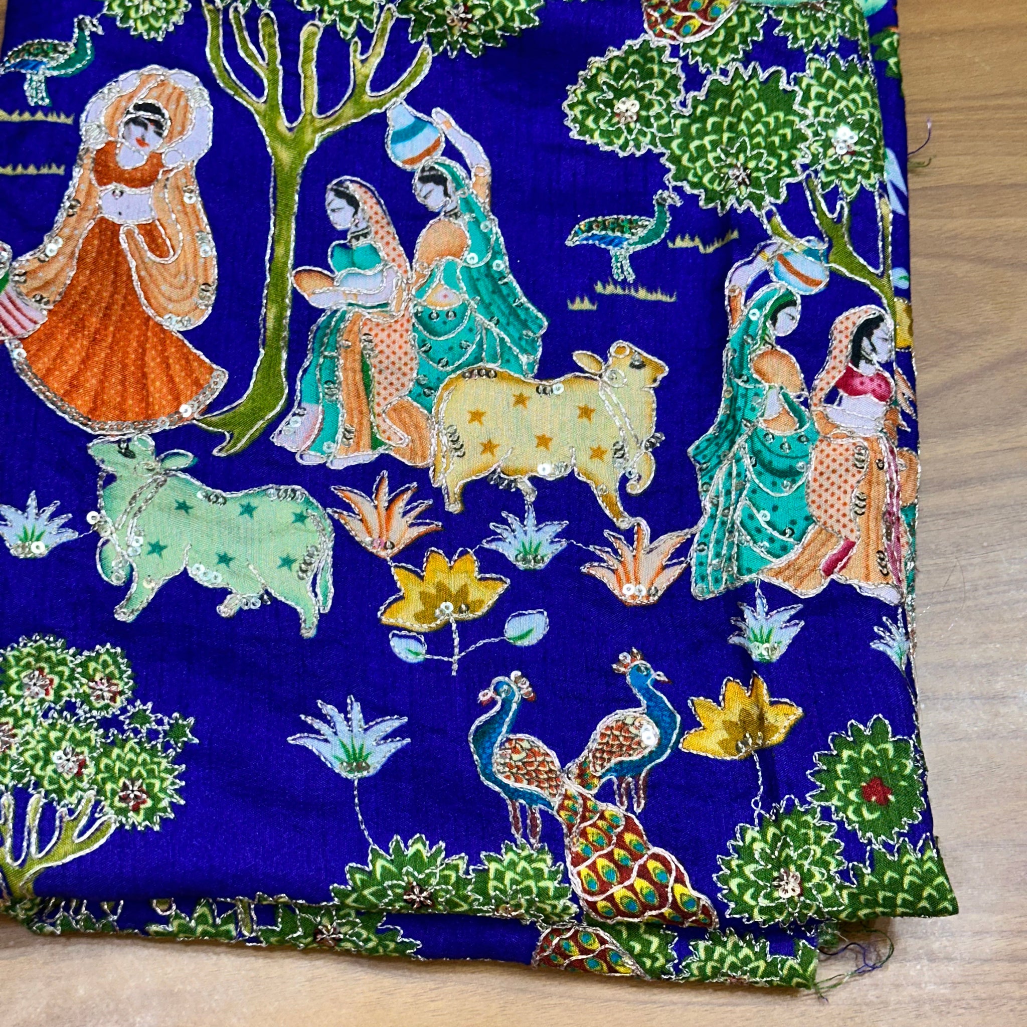 Purple crepe kalamkari blouse material 1 MTR