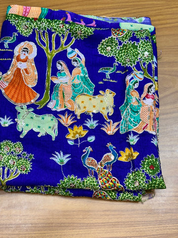 Purple crepe kalamkari blouse material 1 MTR