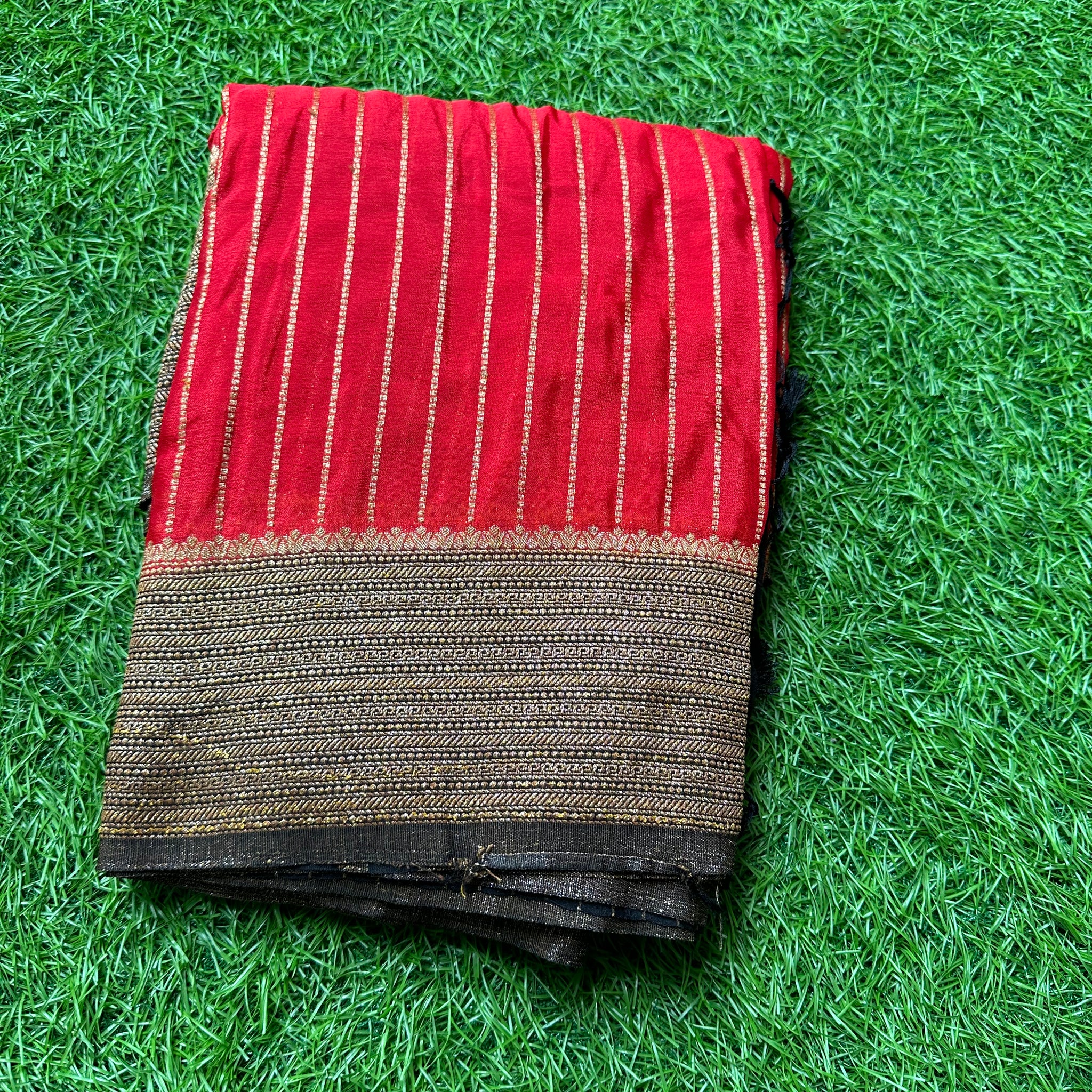 Red and black Semi wrinkle crepe sarees.