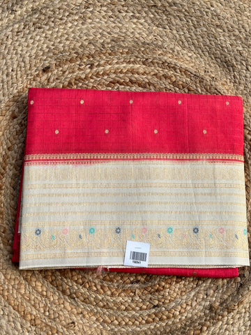 Pink and half white dola silk sarees