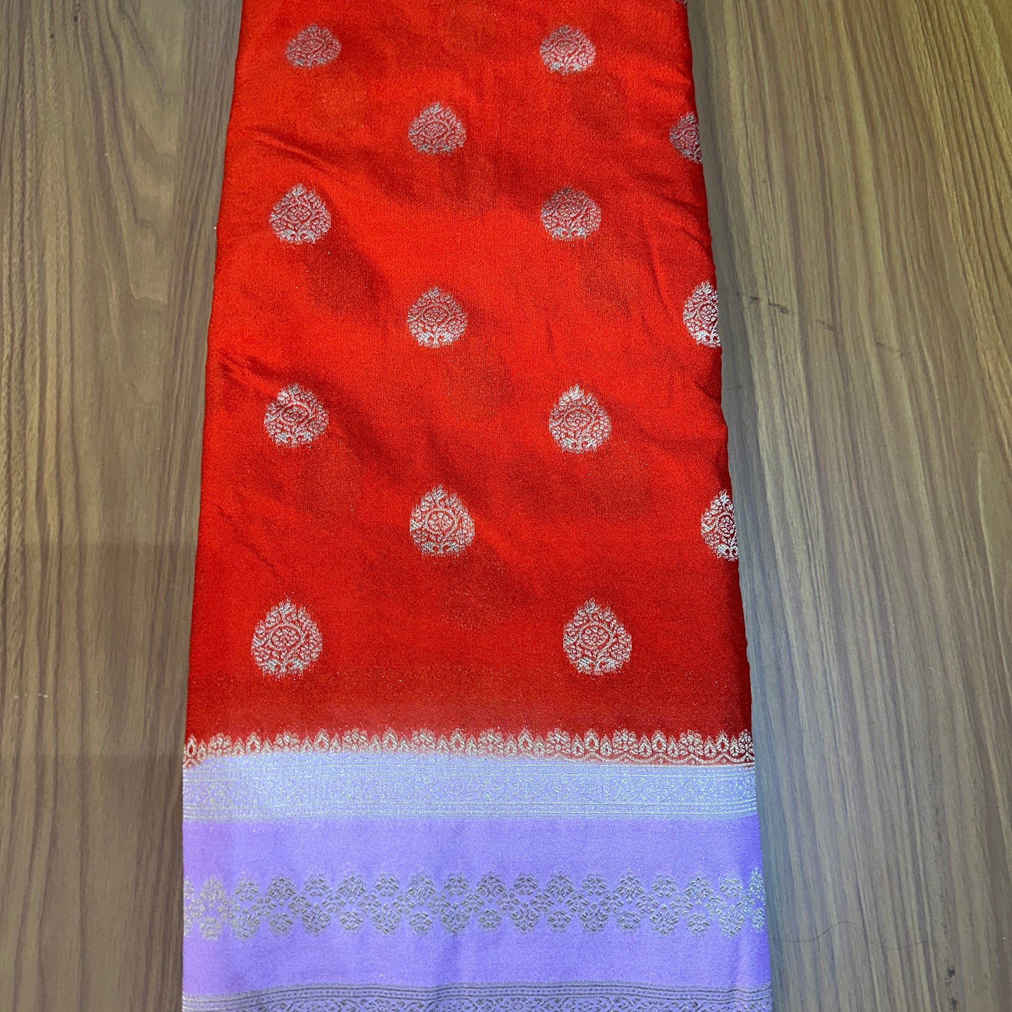 Orange and baby pink georget Saree