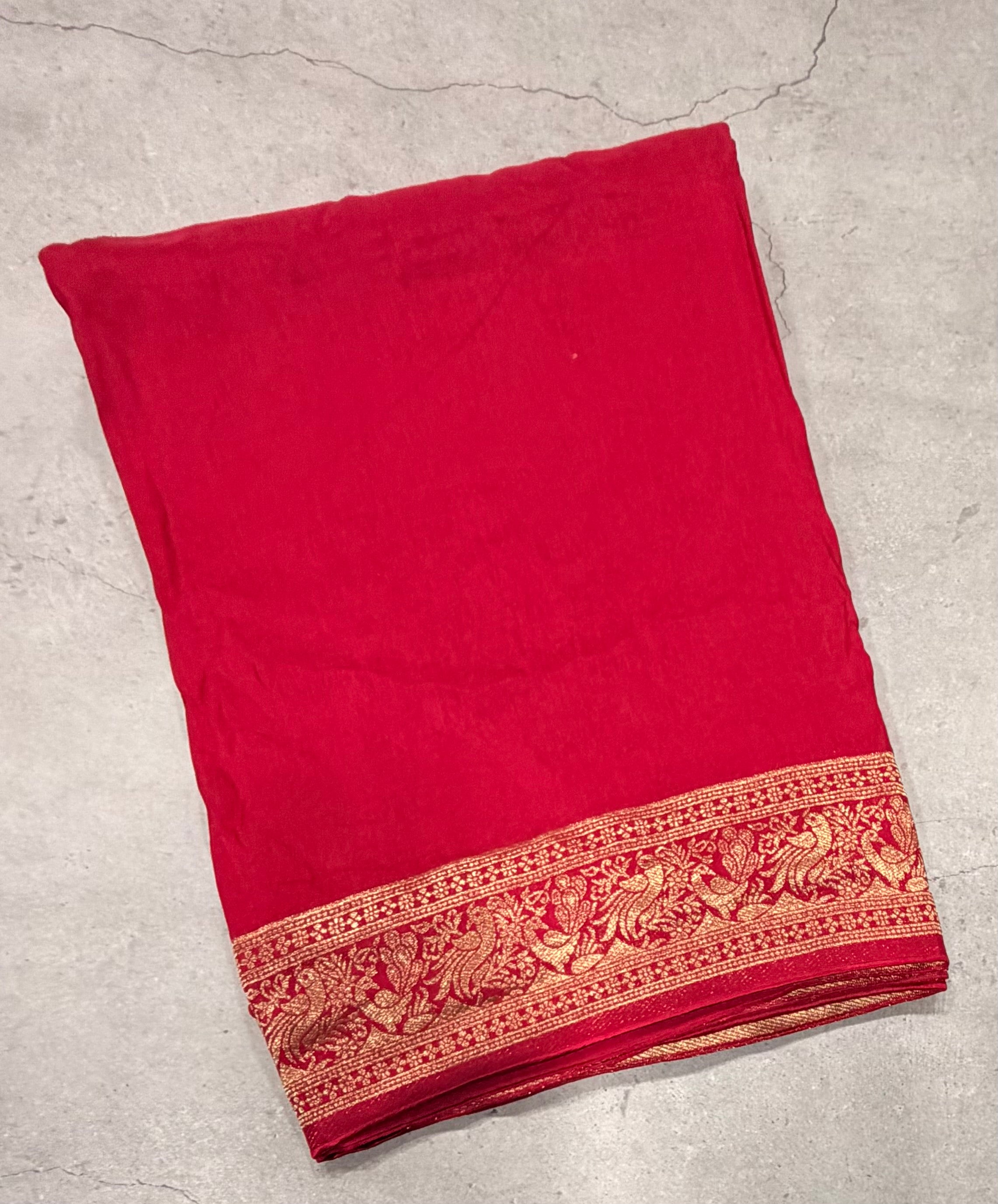 Rani pink Kanchi border plain modal silk saree