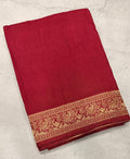 Maroon Kanchi border plain modal silk saree
