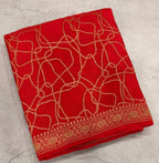 Red abstract pure benarasi crepe silk saree