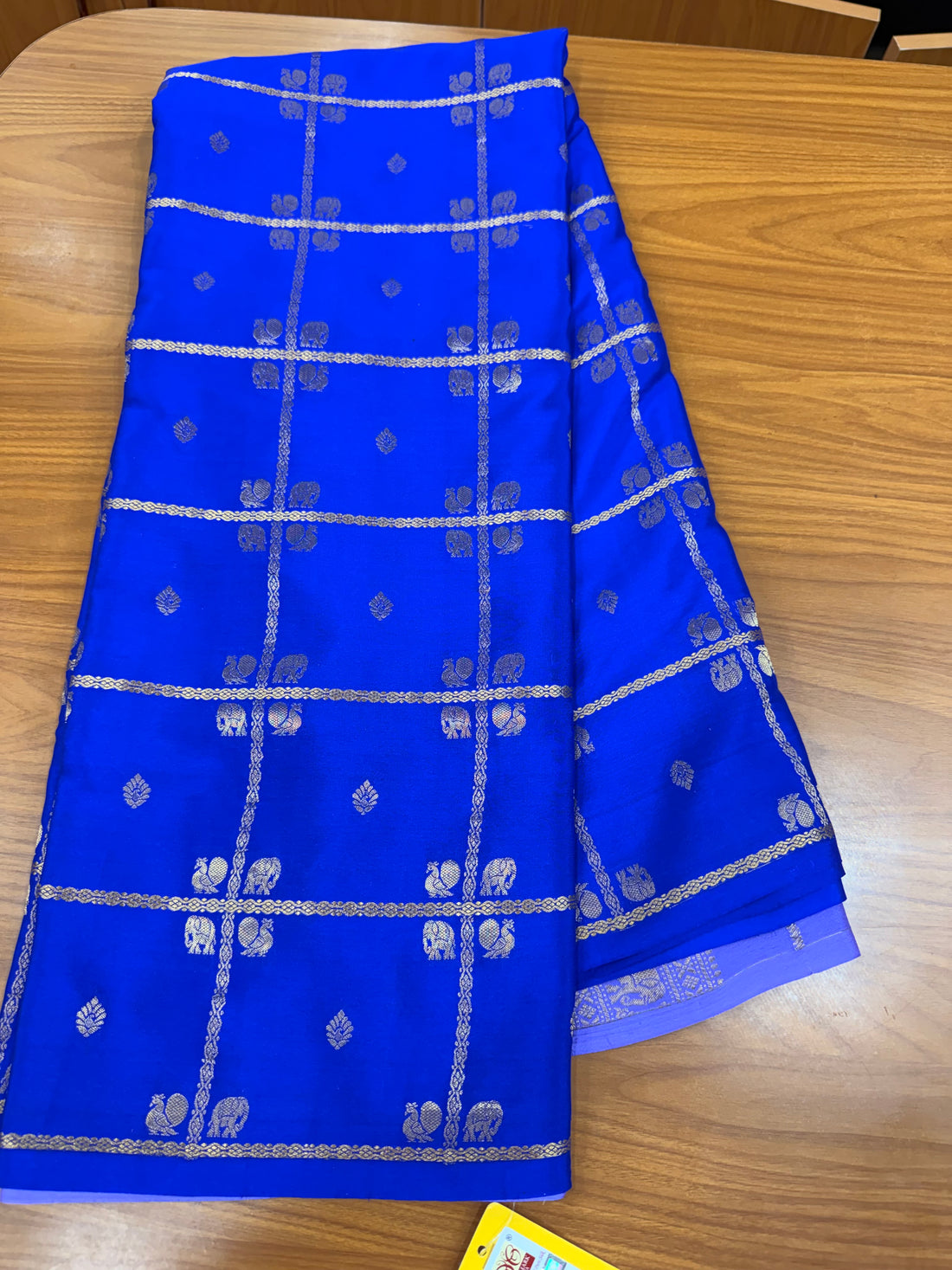 Royal blue and lavender pure crepe Mysore silk sarees 130 gsm