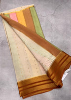 Rankart stripes n checks pure Mysore silk crepe saree