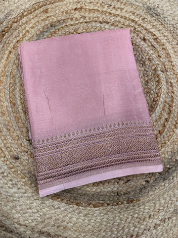 Peach pure Banarasi crepe saree