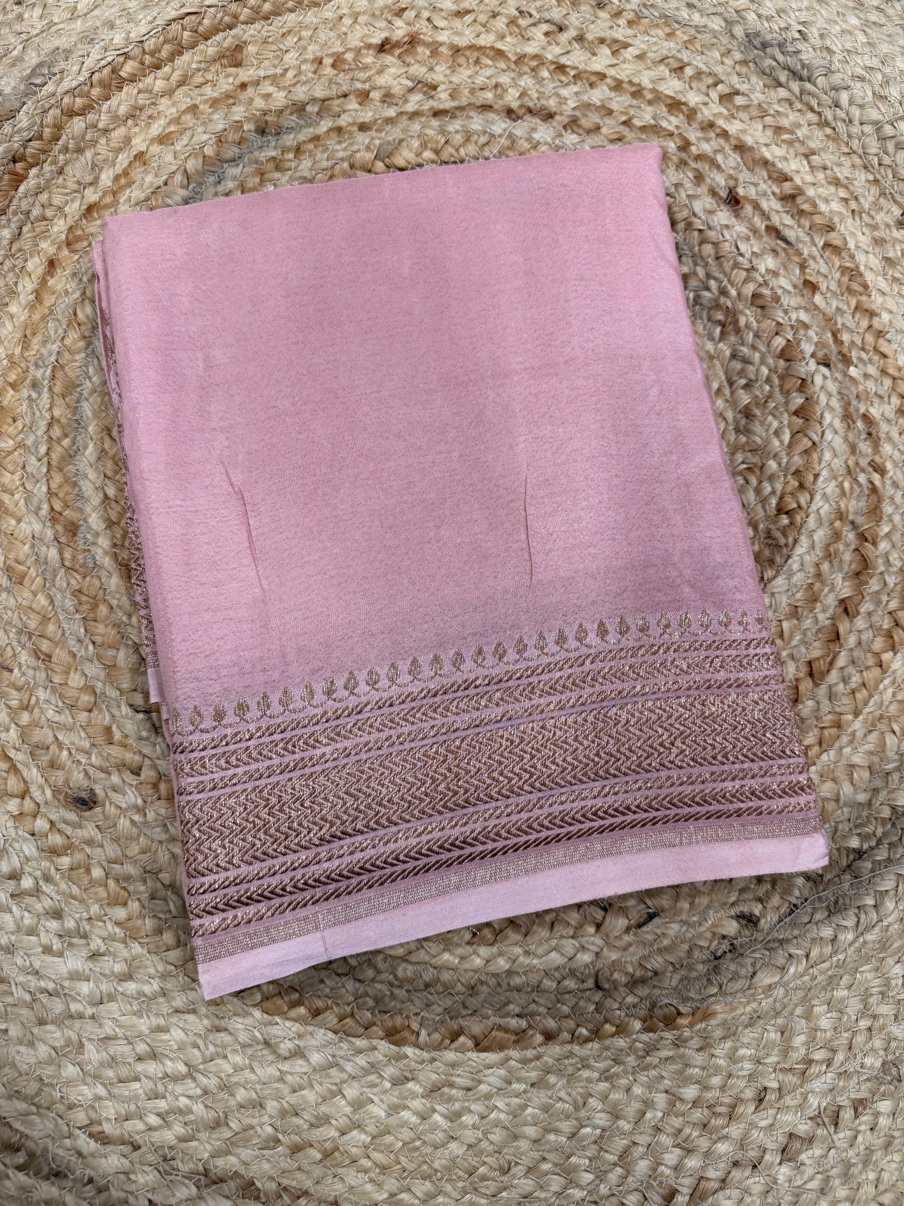Peach pure Banarasi crepe saree