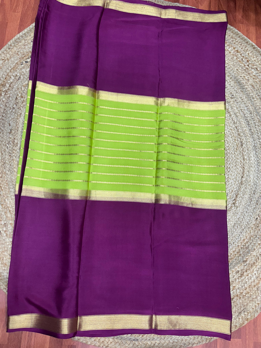 Green with mejentha pure crepe Mysore Silk sarees