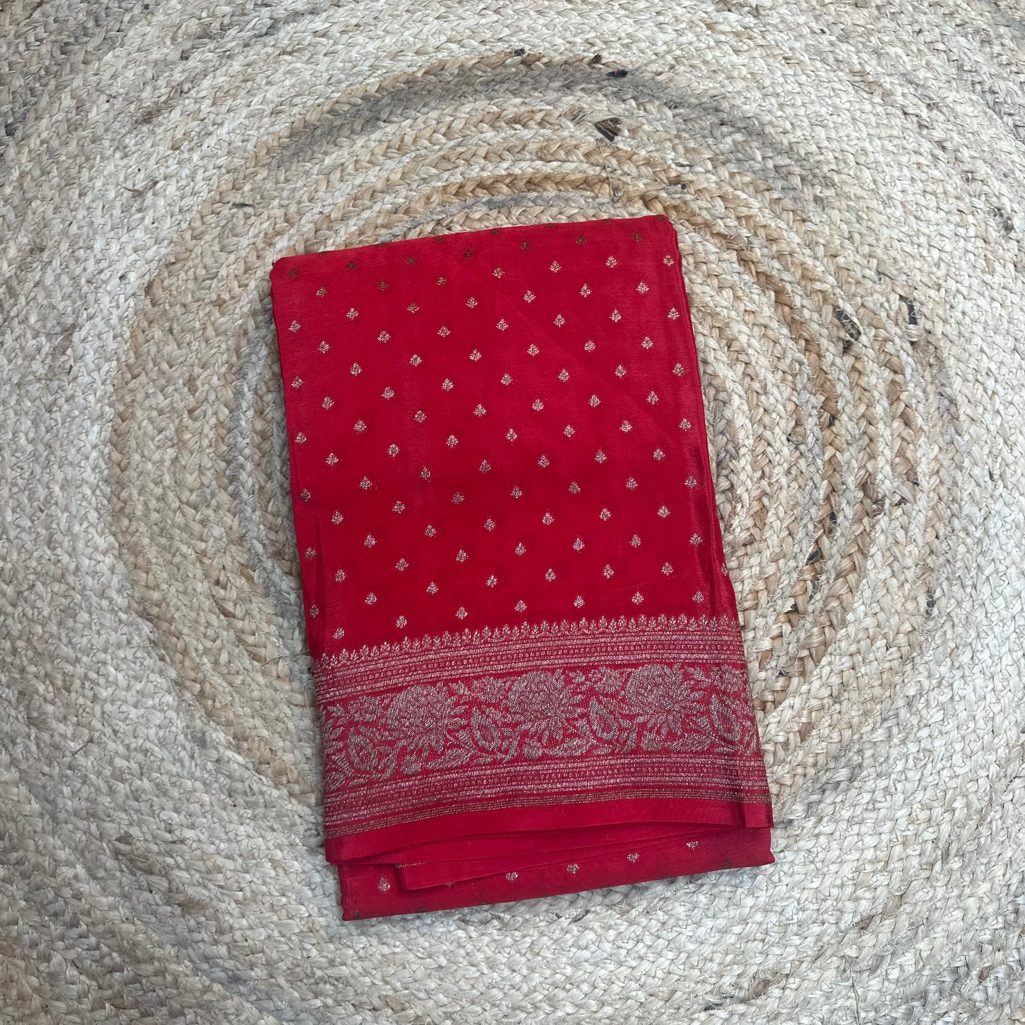 Hot red crepe chiffon sarees