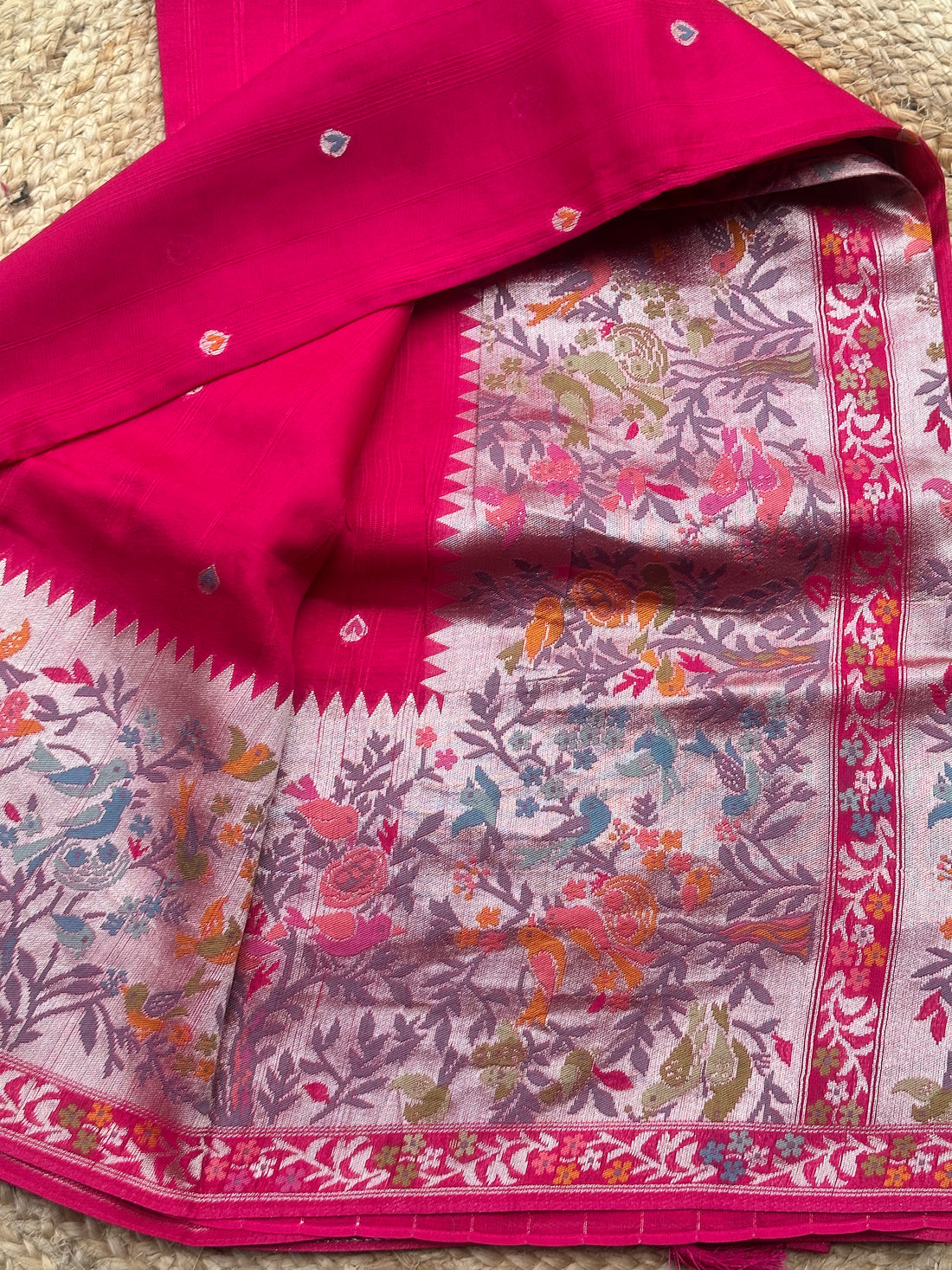 Pink tusser Paithani sarees