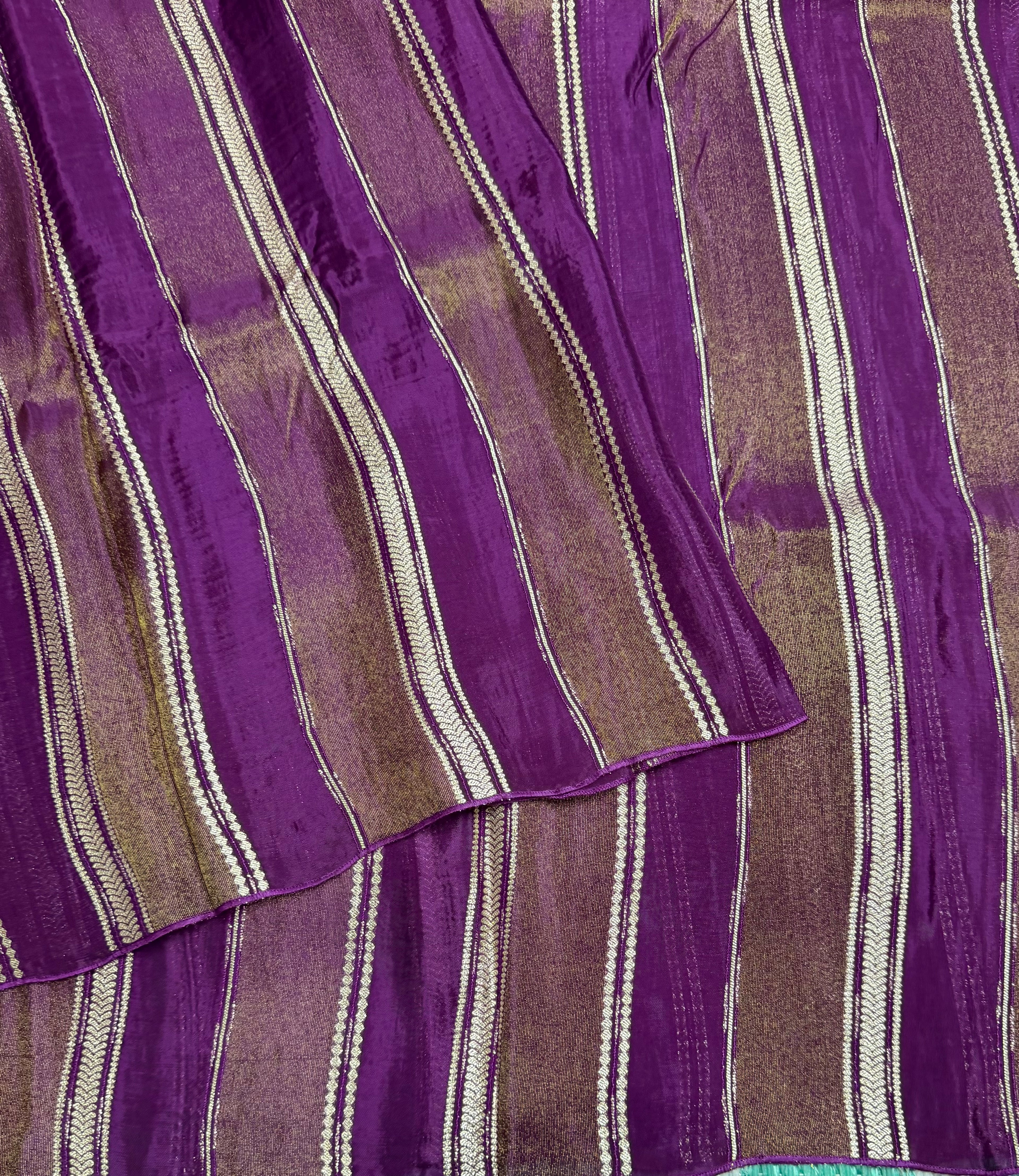 Purple stripes chinnon crepe 107 saree