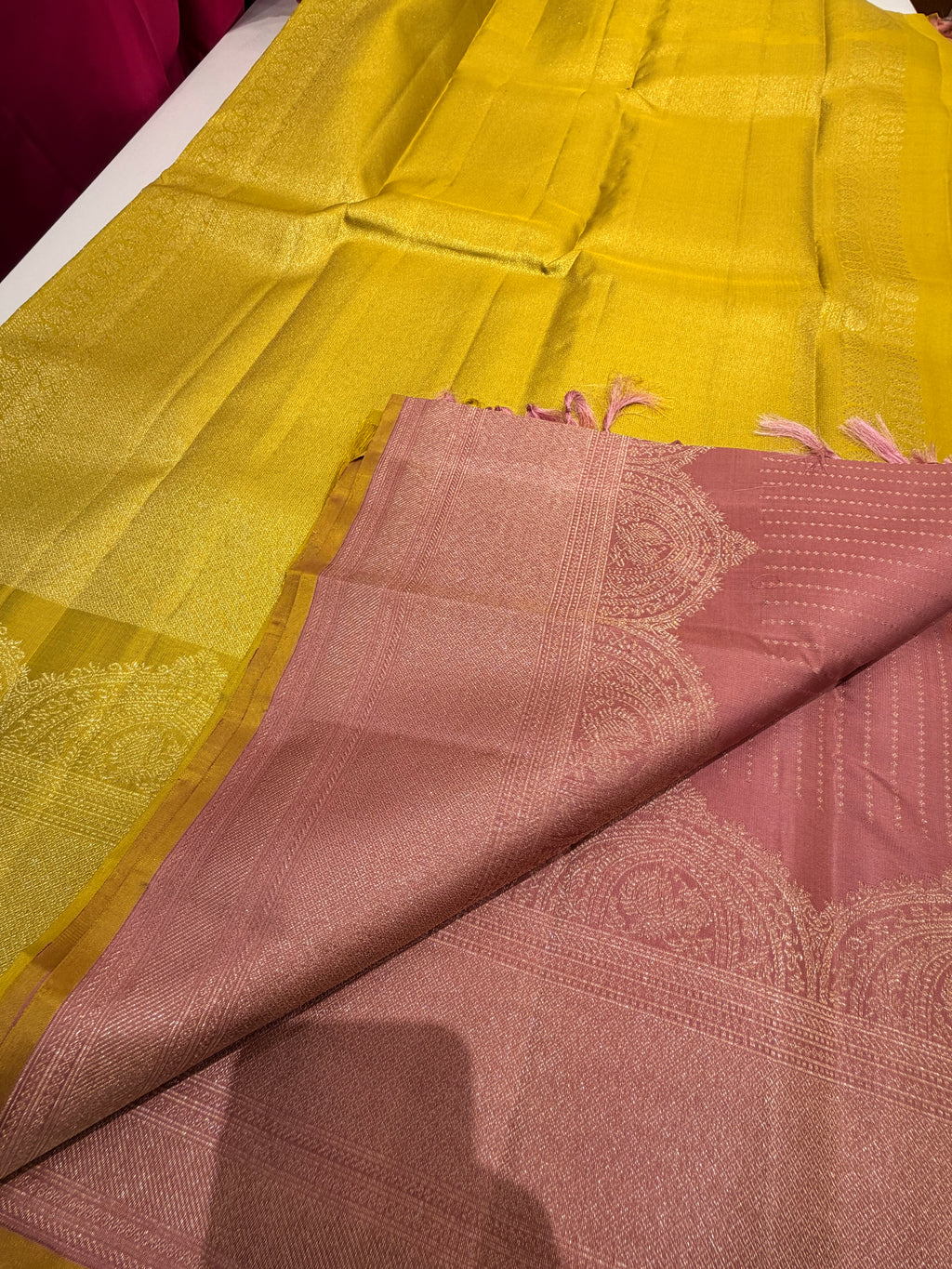 Pastel pink pure Kanjeevaram saree