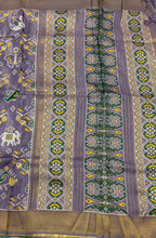 Light violet small border tusser Paithani saree