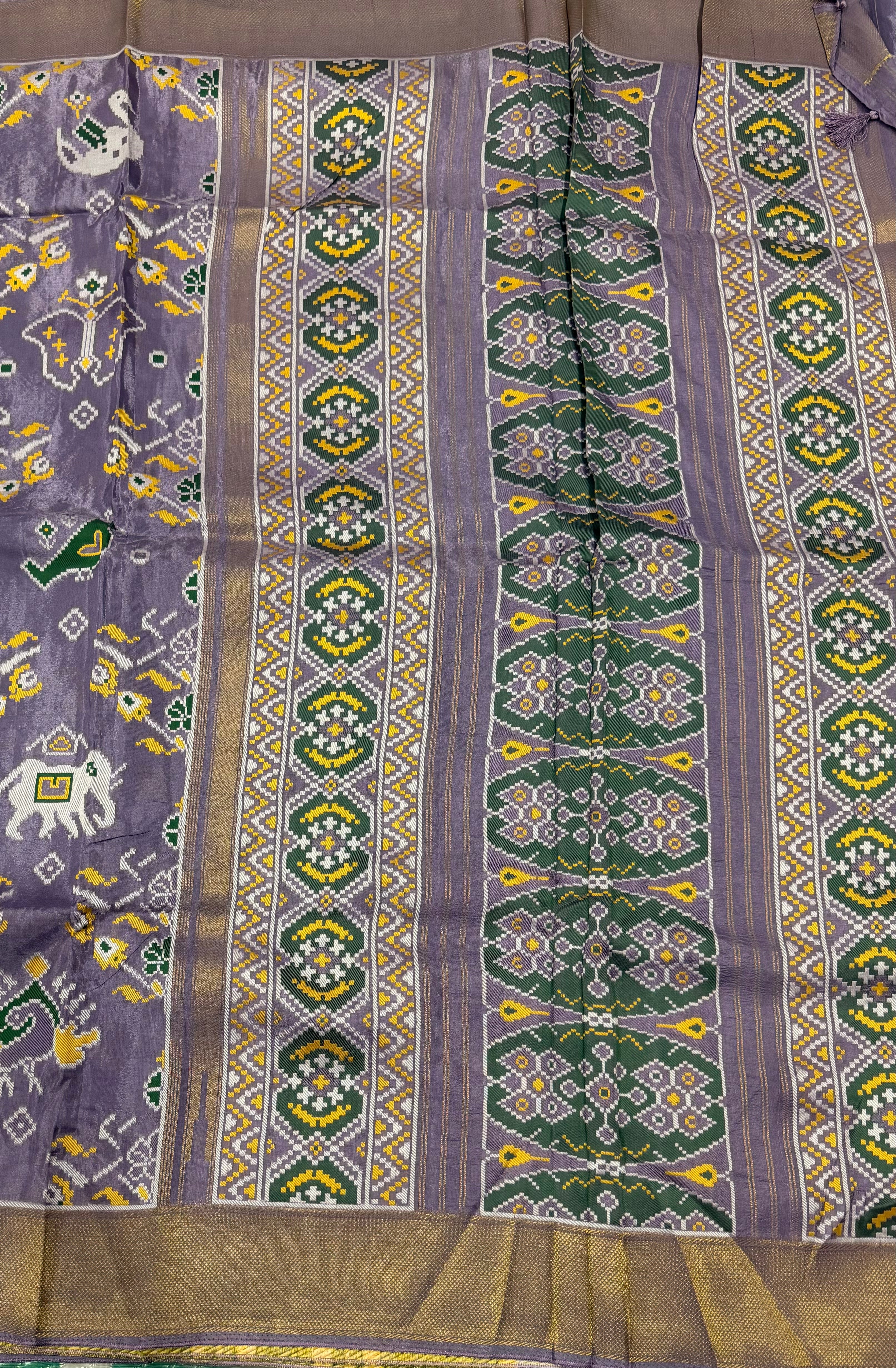 Light violet small border tusser Paithani saree