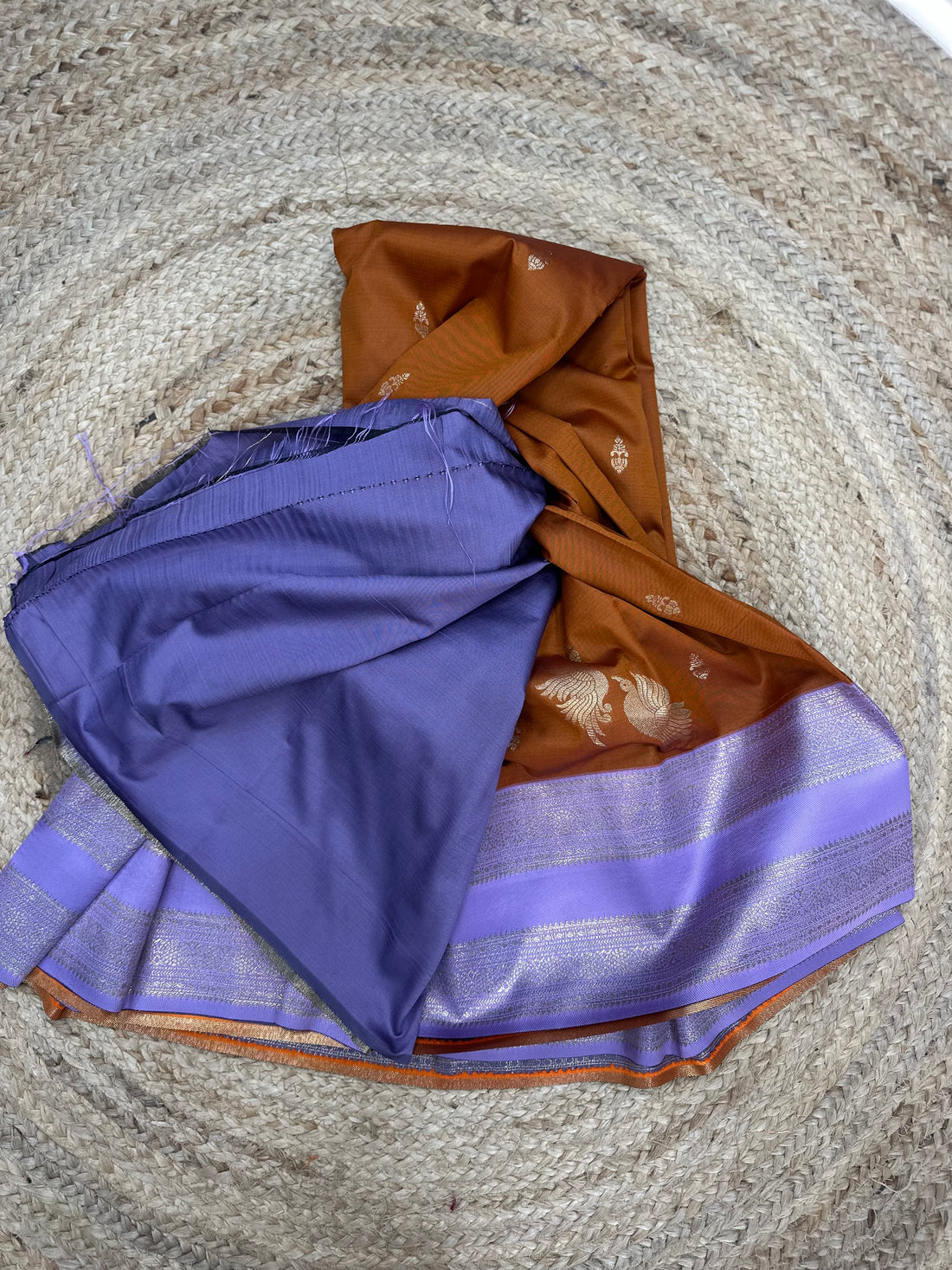 Rust orange and lavender semi kanchi