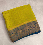 Parrot green n rama green pure benarasi crepe silk saree