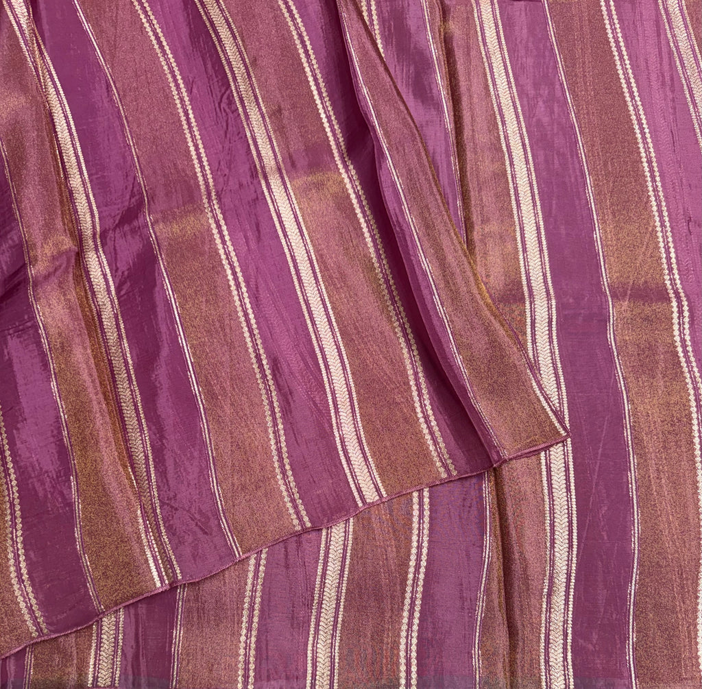 Light purple stripes chinnon crepe 107 saree