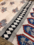 Half white and black pure Ajrak dola sarees