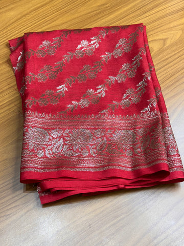 Red jaal Banarasi blouse materials 1 mtr