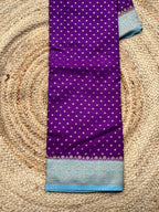 Purple and sea blue crepe chiffon Banarasi sarees