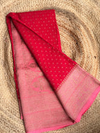 Red n pink small butta benarasi crepe saree