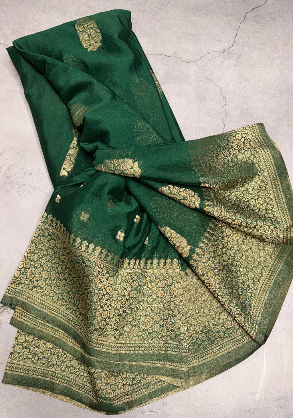 Bottle Green big butta 107 designer soft crepe silk