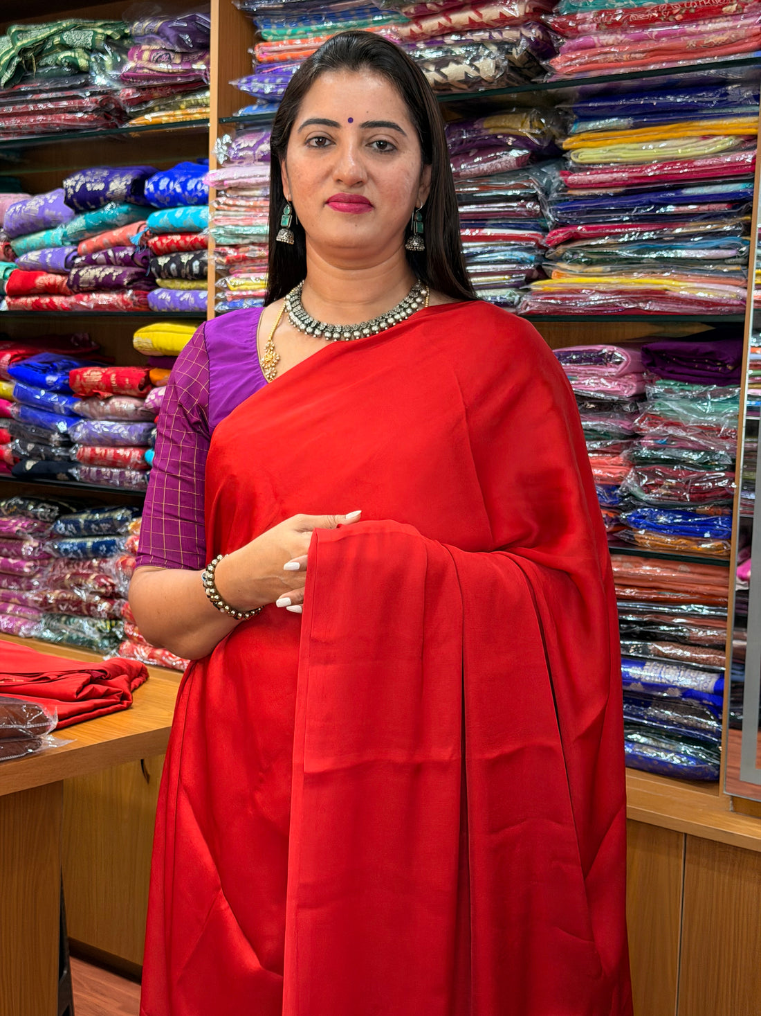 Red pure modal silk sarees