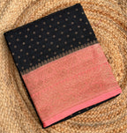 Black n pink small butta benarasi crepe saree