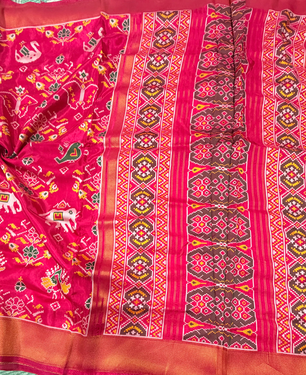 Pink small border tusser Paithani saree