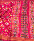 Pink small border tusser Paithani saree