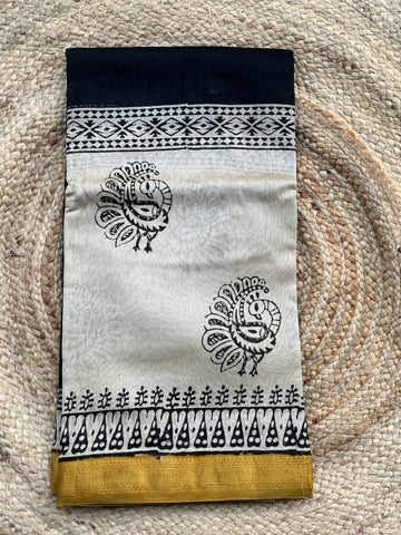 Black and cream Maheshwari silk cotton sarees