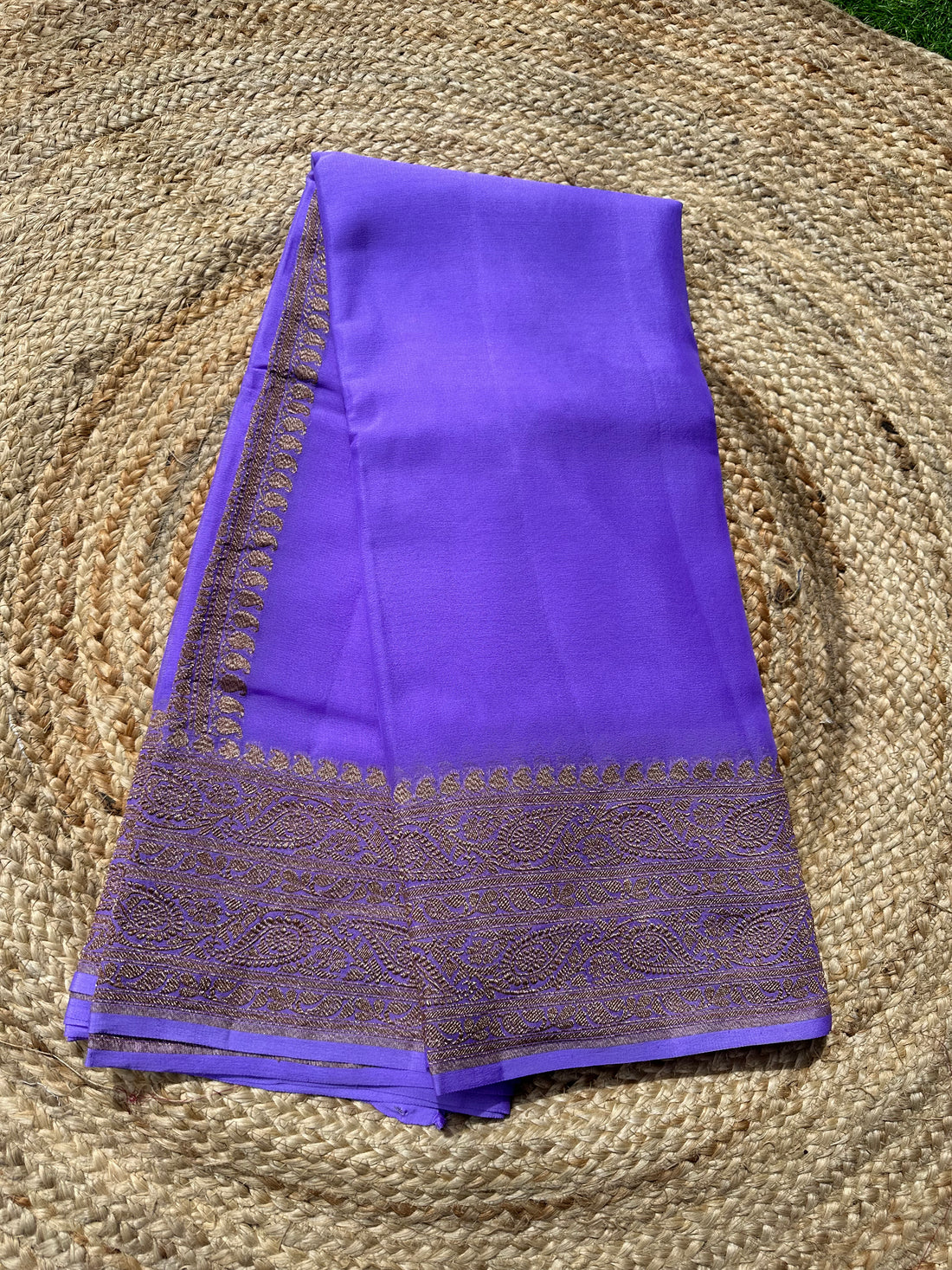 Lavender pure khaddi Georgette sarees plain blouse