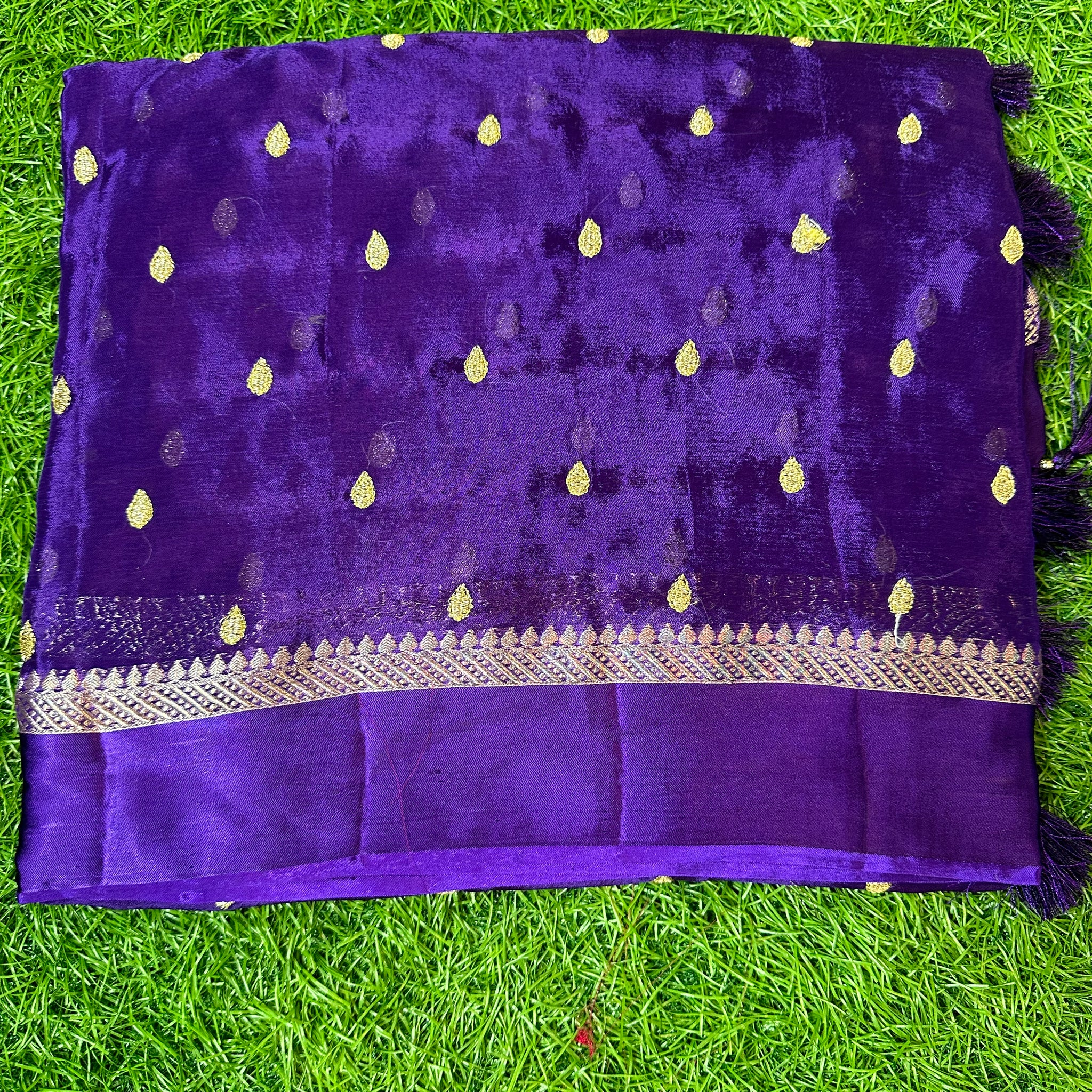 Purple satin dola silk.