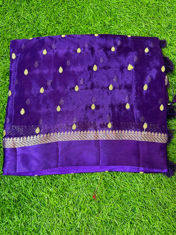 Purple satin dola silk.