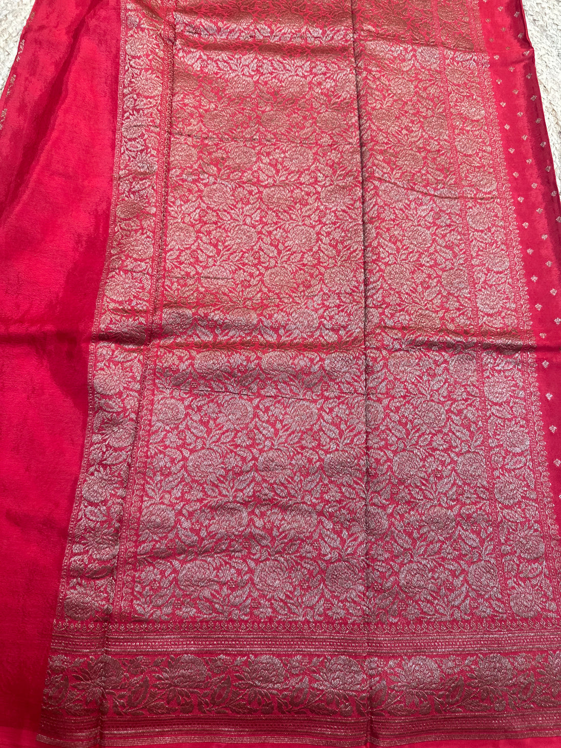 Hot red crepe chiffon sarees